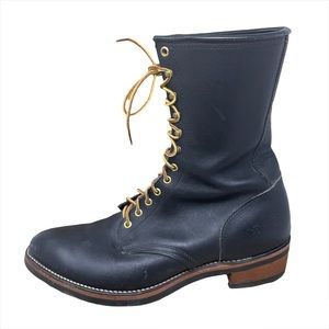 PD TUFF USA Kiltie Biltrite Black Boots 13 D Leather Oil Resistant Lace Up Roper